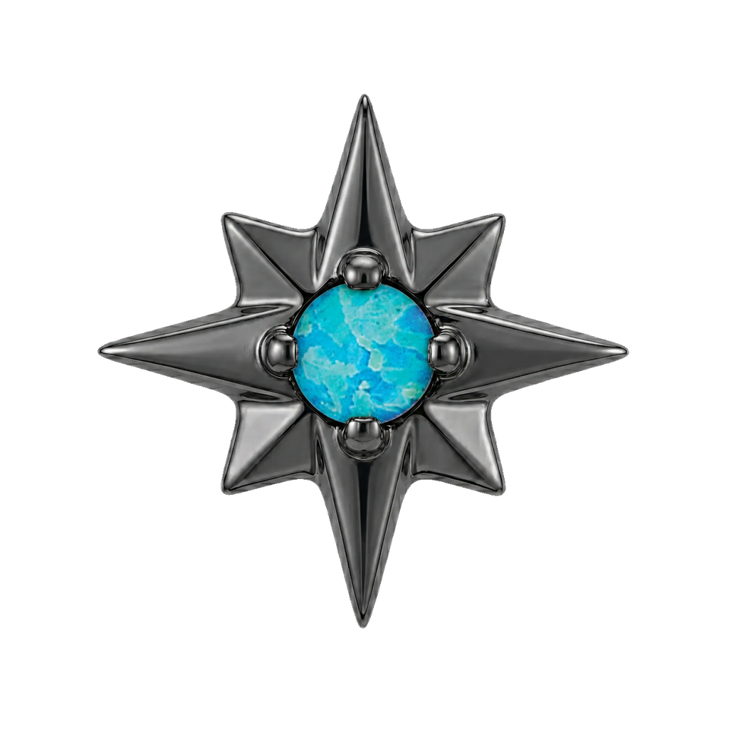 8 Point Burst - 14K Gold Stone Threadless/Threaded End