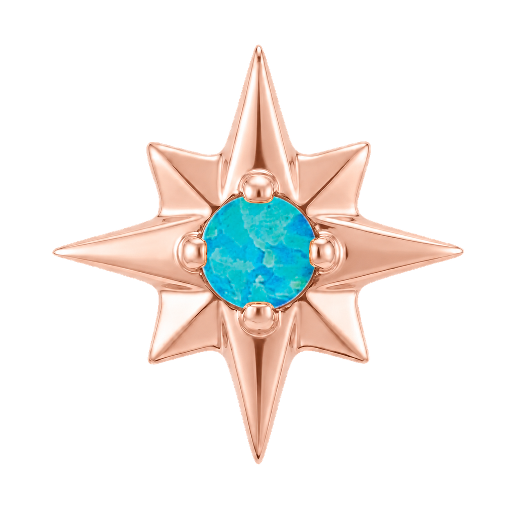 8 Point Burst - 14K Gold Stone Threadless/Threaded End