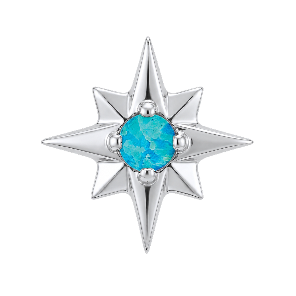 8 Point Burst - 14K Gold Stone Threadless/Threaded End