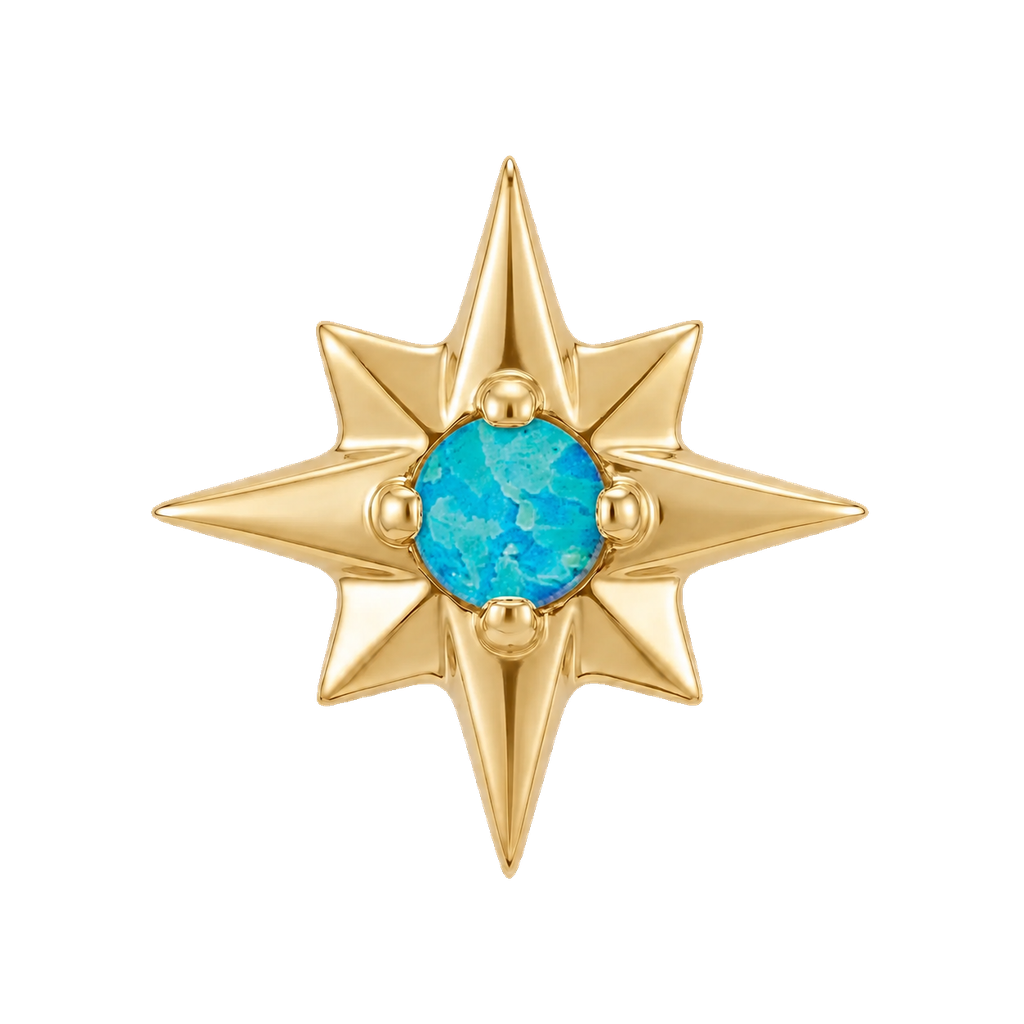 8 Point Burst - 14K Gold Stone Threadless/Threaded End