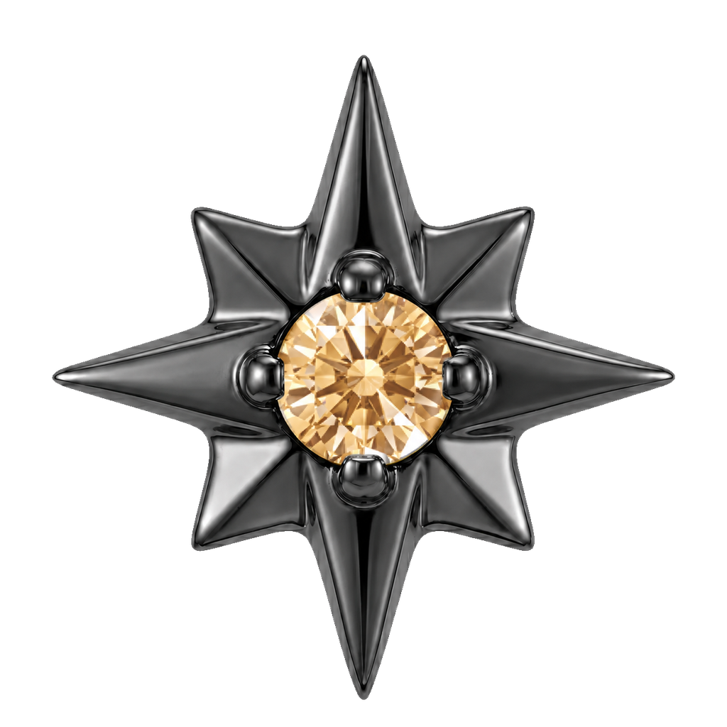 8 Point Burst - 14K Gold Stone Threadless/Threaded End