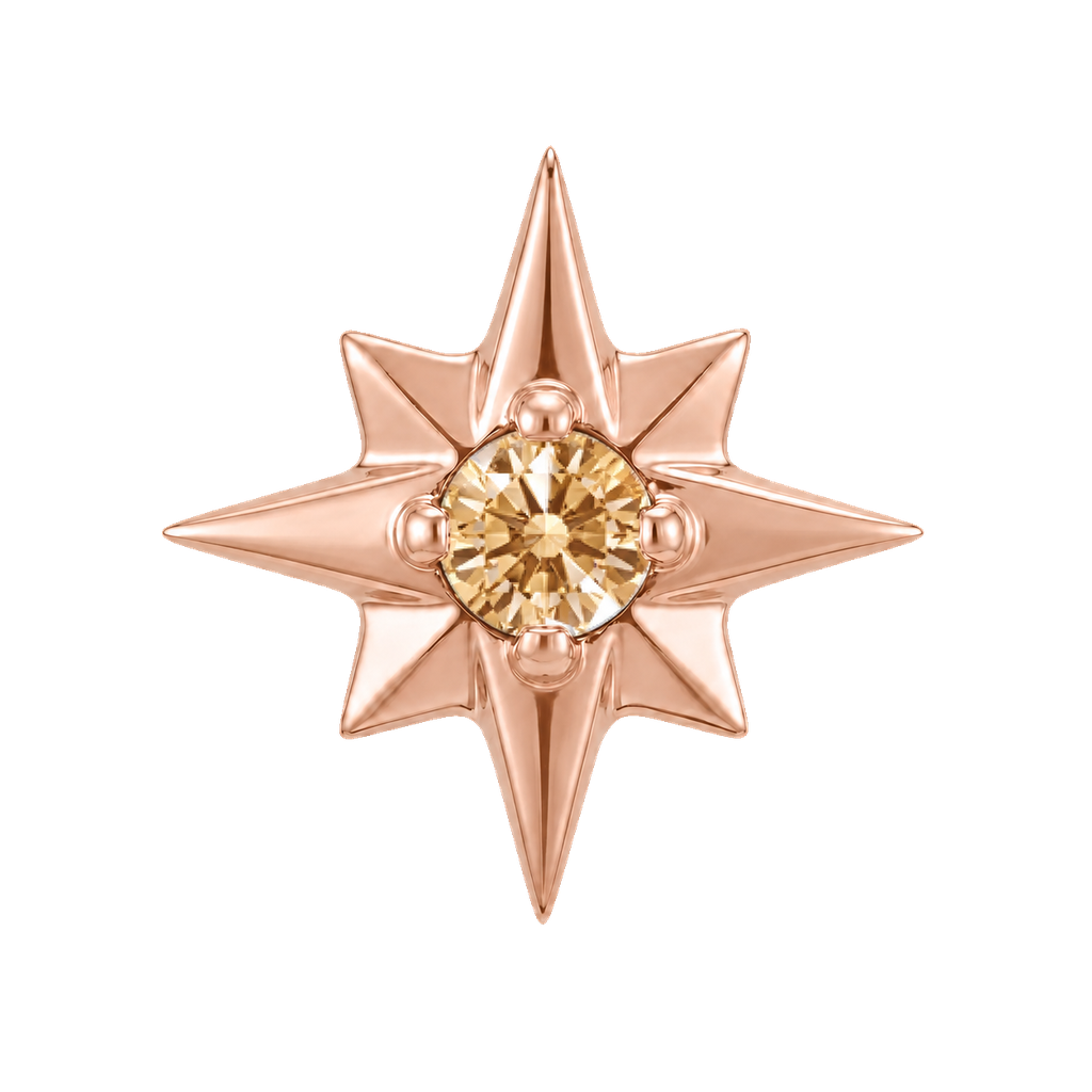 8 Point Burst - 14K Gold Stone Threadless/Threaded End