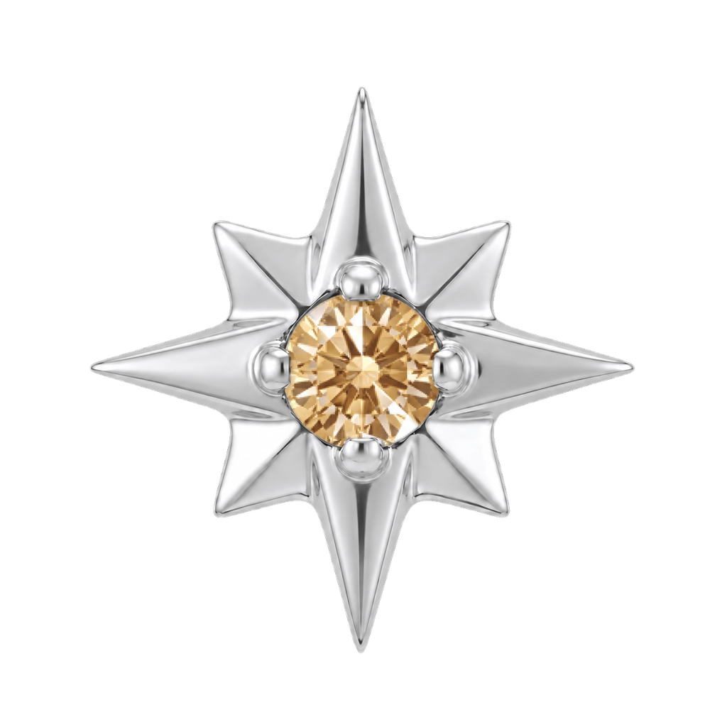8 Point Burst - 14K Gold Stone Threadless/Threaded End