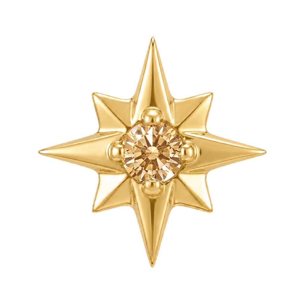 8 Point Burst - 14K Gold Stone Threadless/Threaded End
