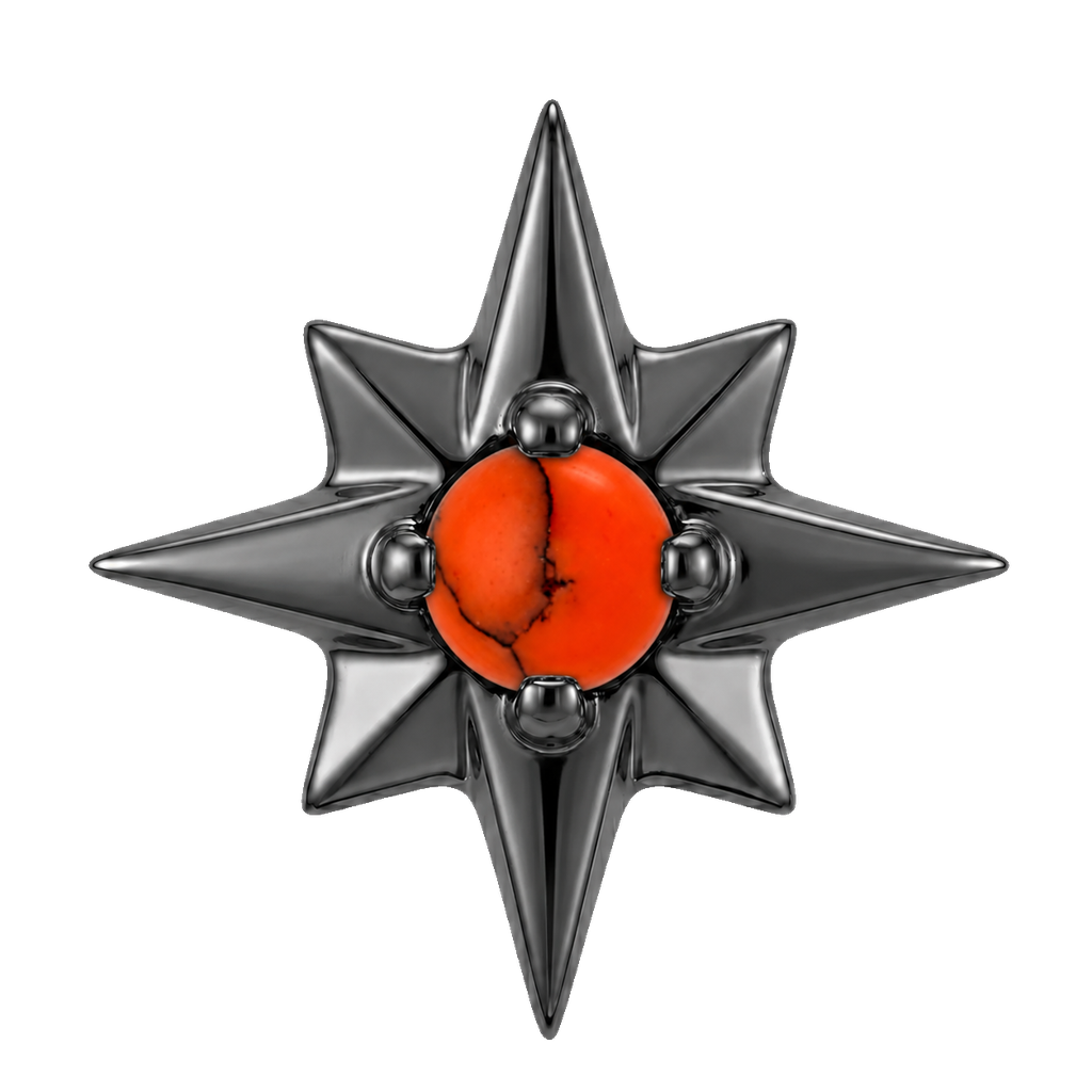 8 Point Burst - 14K Gold Stone Threadless/Threaded End