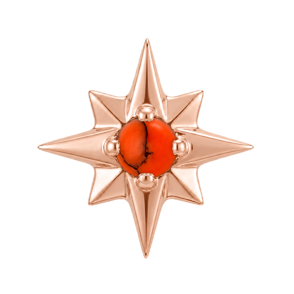 8 Point Burst - 14K Gold Stone Threadless/Threaded End