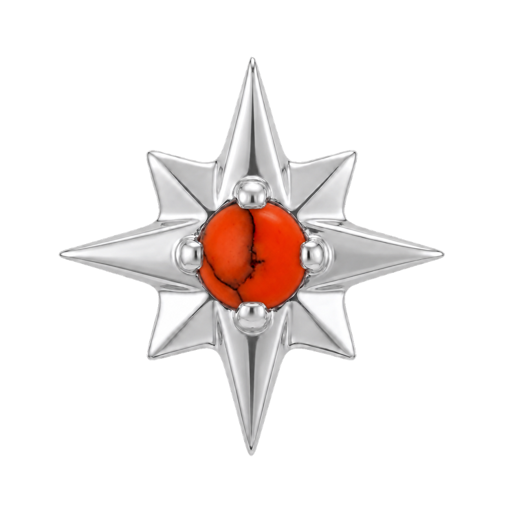 8 Point Burst - 14K Gold Stone Threadless/Threaded End