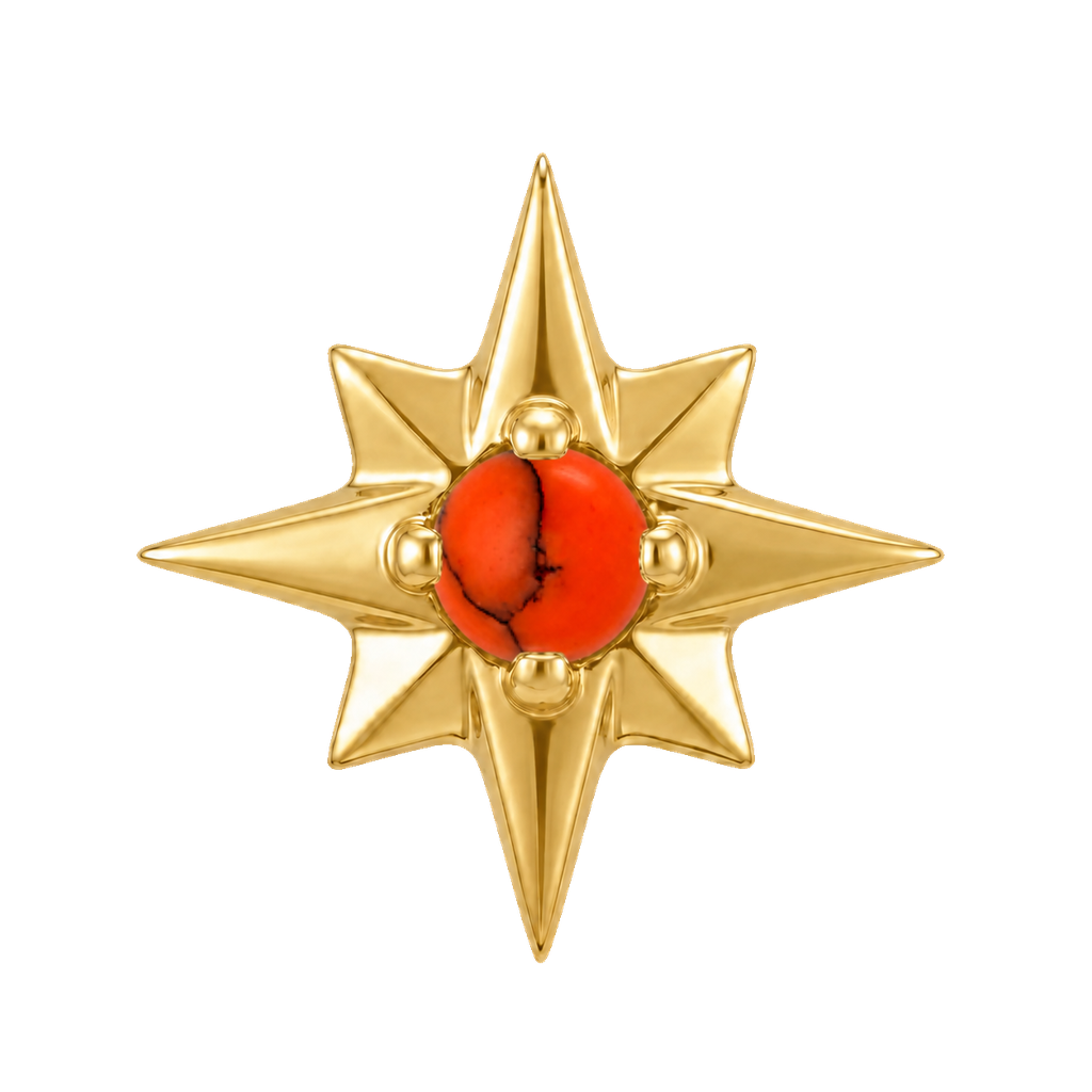 8 Point Burst - 14K Gold Stone Threadless/Threaded End