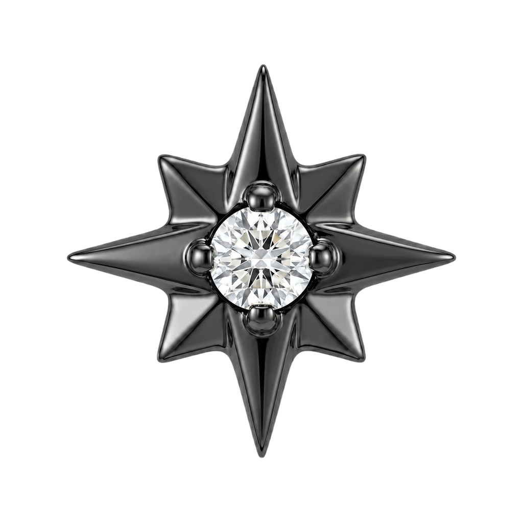 8 Point Burst - 14K Gold Stone Threadless/Threaded End