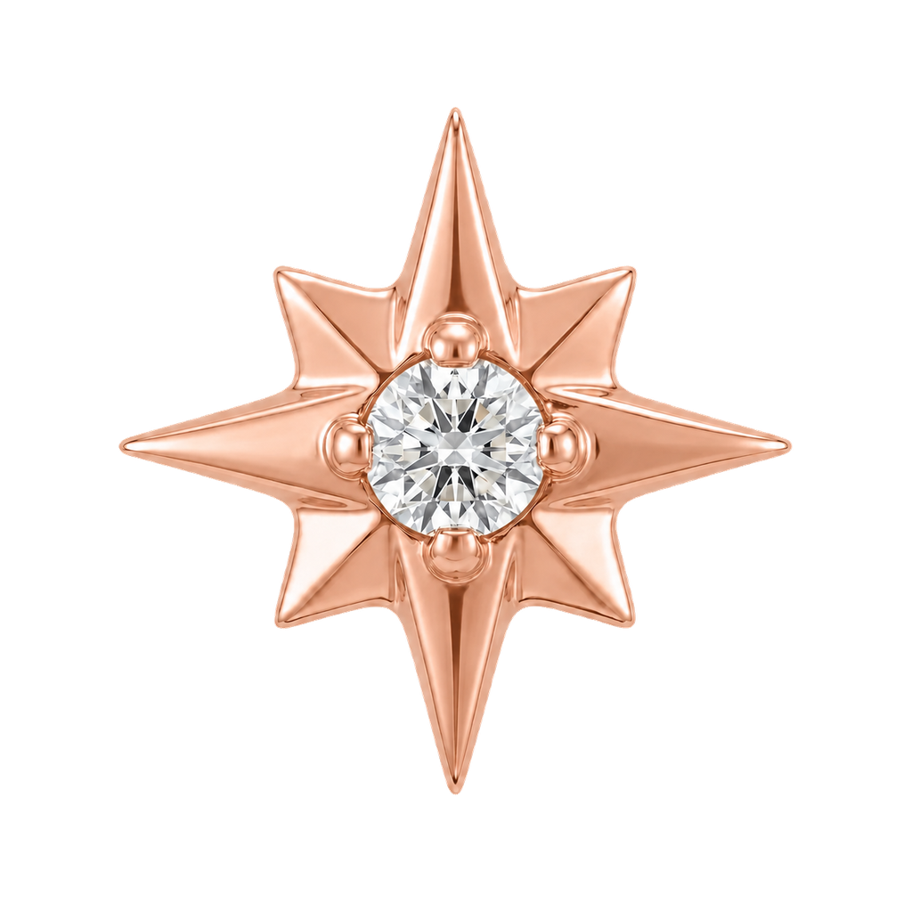 8 Point Burst - 14K Gold Stone Threadless/Threaded End