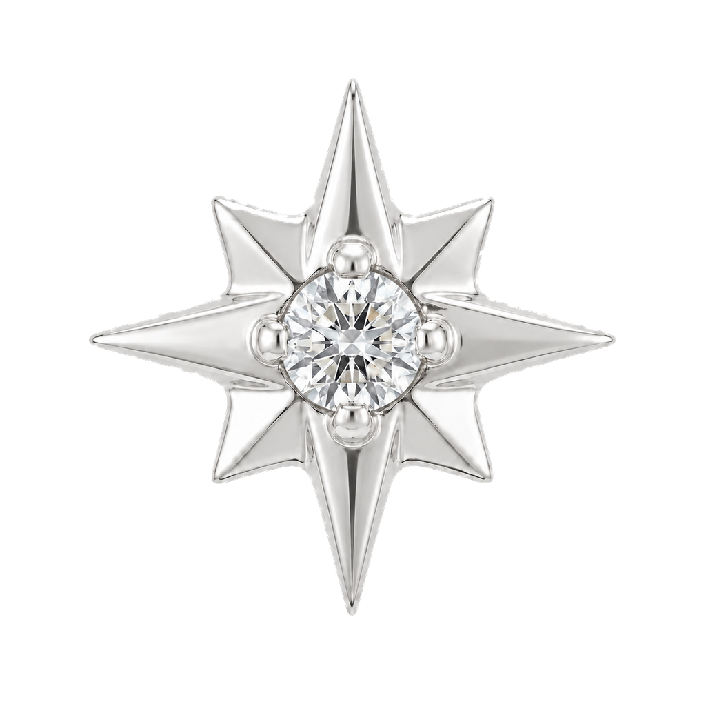 8 Point Burst - 14K Gold Stone Threadless/Threaded End