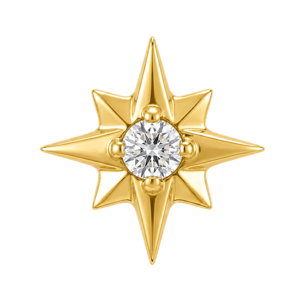 8 Point Burst - 14K Gold Stone Threadless/Threaded End