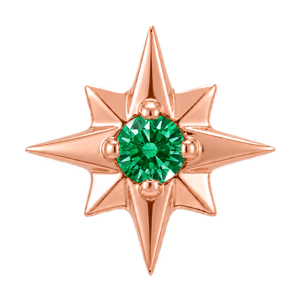 8 Point Burst - 14K Gold Stone Threadless/Threaded End