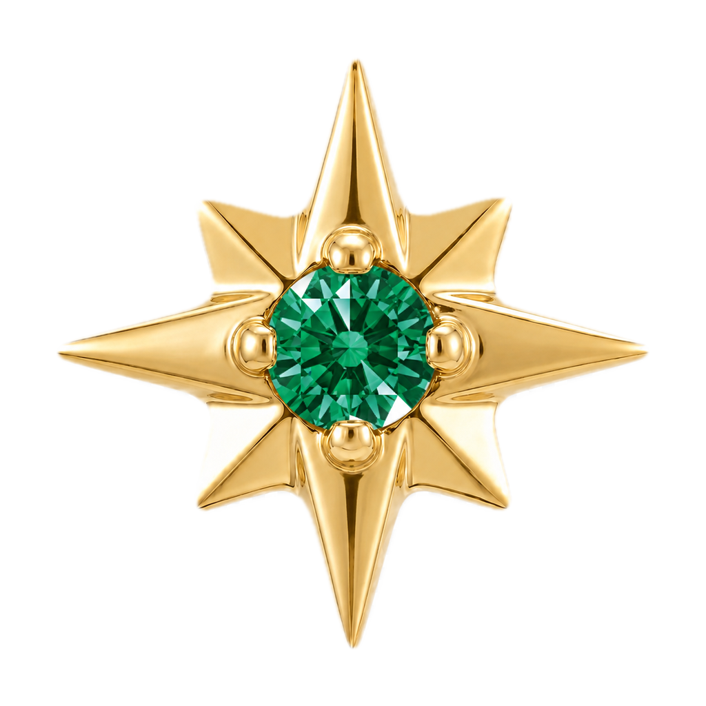 8 Point Burst - 14K Gold Stone Threadless/Threaded End