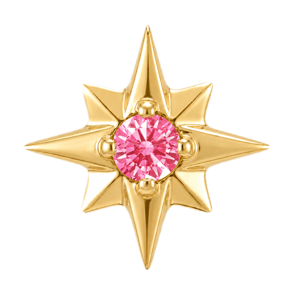 8 Point Burst - 14K Gold Stone Threadless/Threaded End