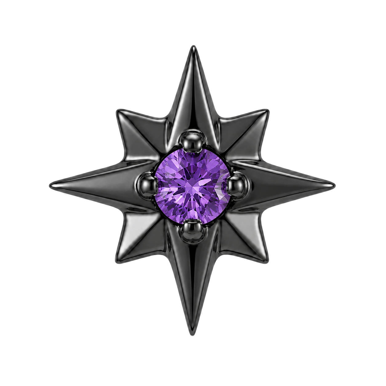 8 Point Burst - 14K Gold Stone Threadless/Threaded End