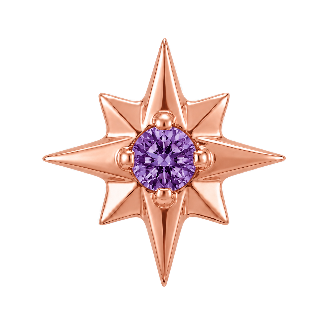 8 Point Burst - 14K Gold Stone Threadless/Threaded End