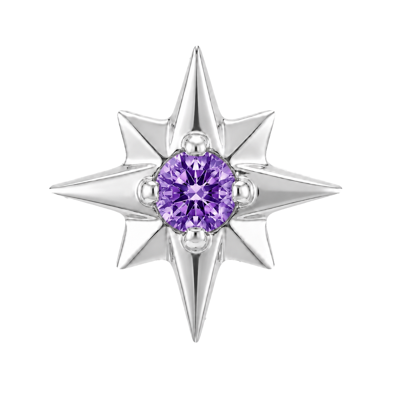 8 Point Burst - 14K Gold Stone Threadless/Threaded End
