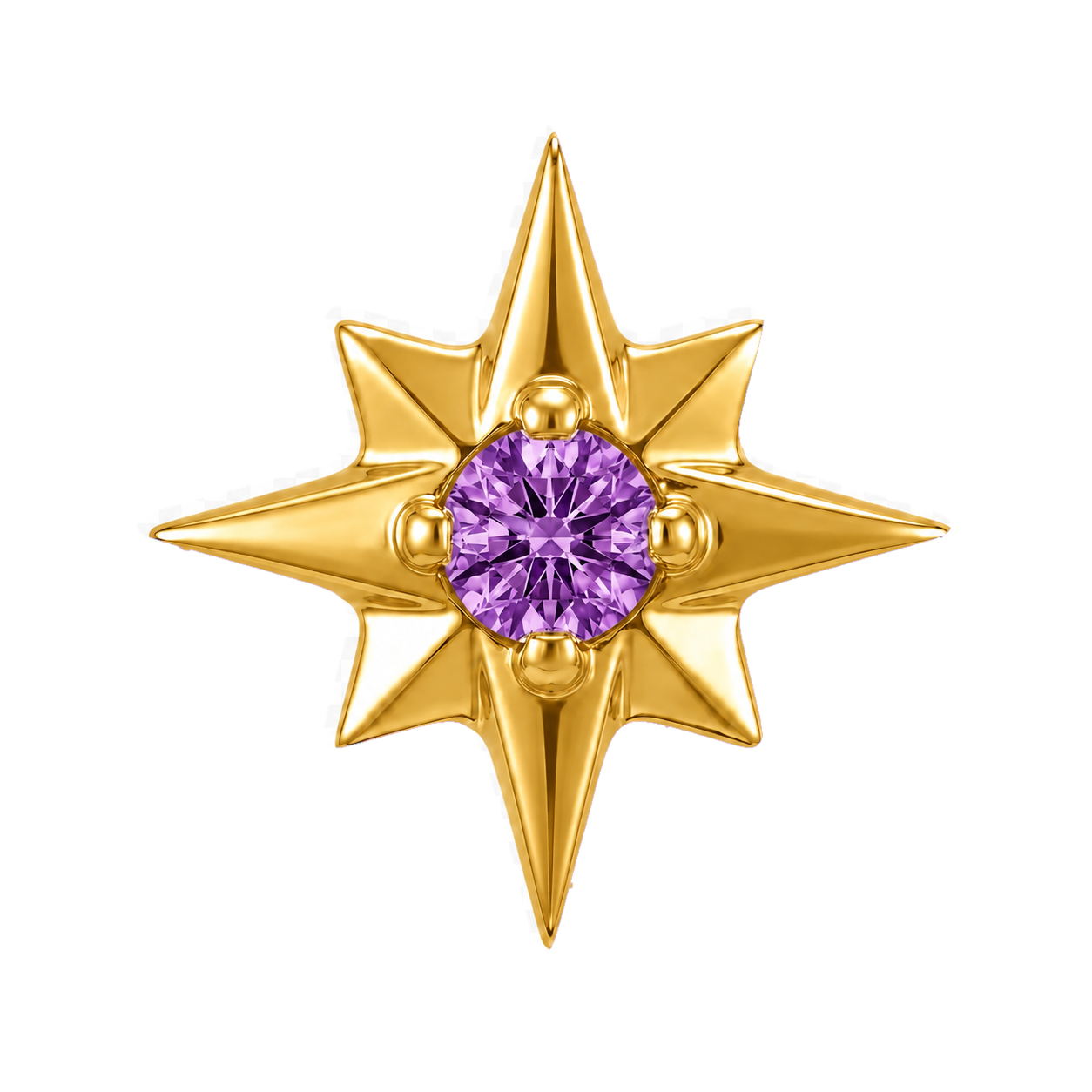 8 Point Burst - 14K Gold Stone Threadless/Threaded End
