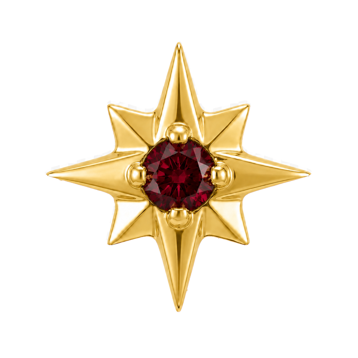 8 Point Burst - 14K Gold Stone Threadless/Threaded End