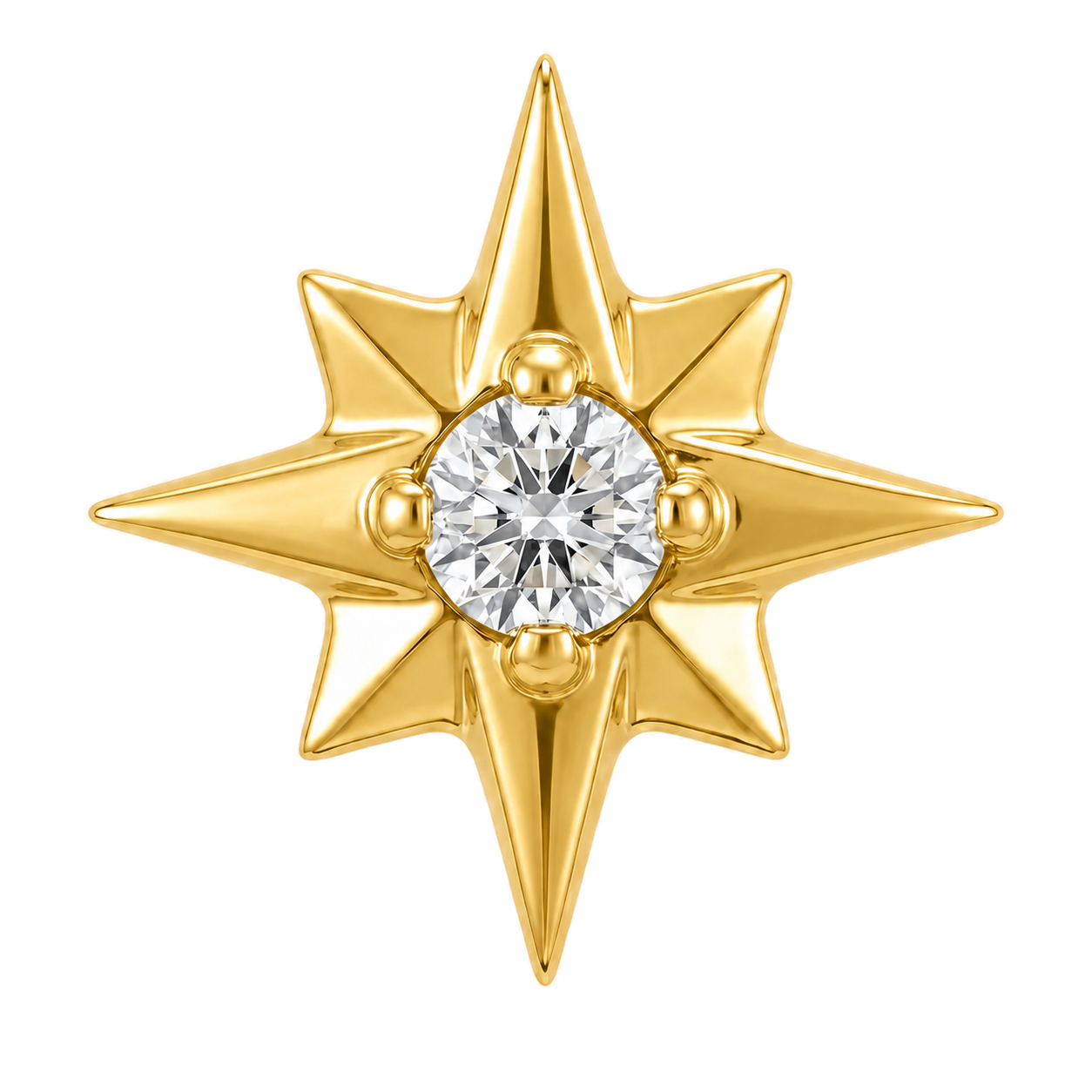 8 Point Burst - 14K Gold Stone Threadless/Threaded End