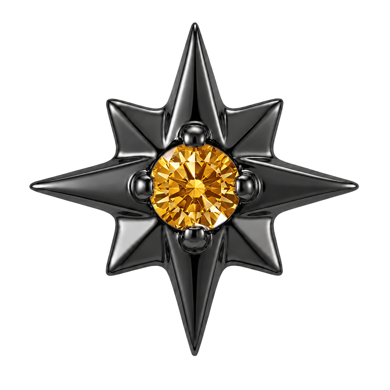 8 Point Burst - 14K Gold Stone Threadless/Threaded End