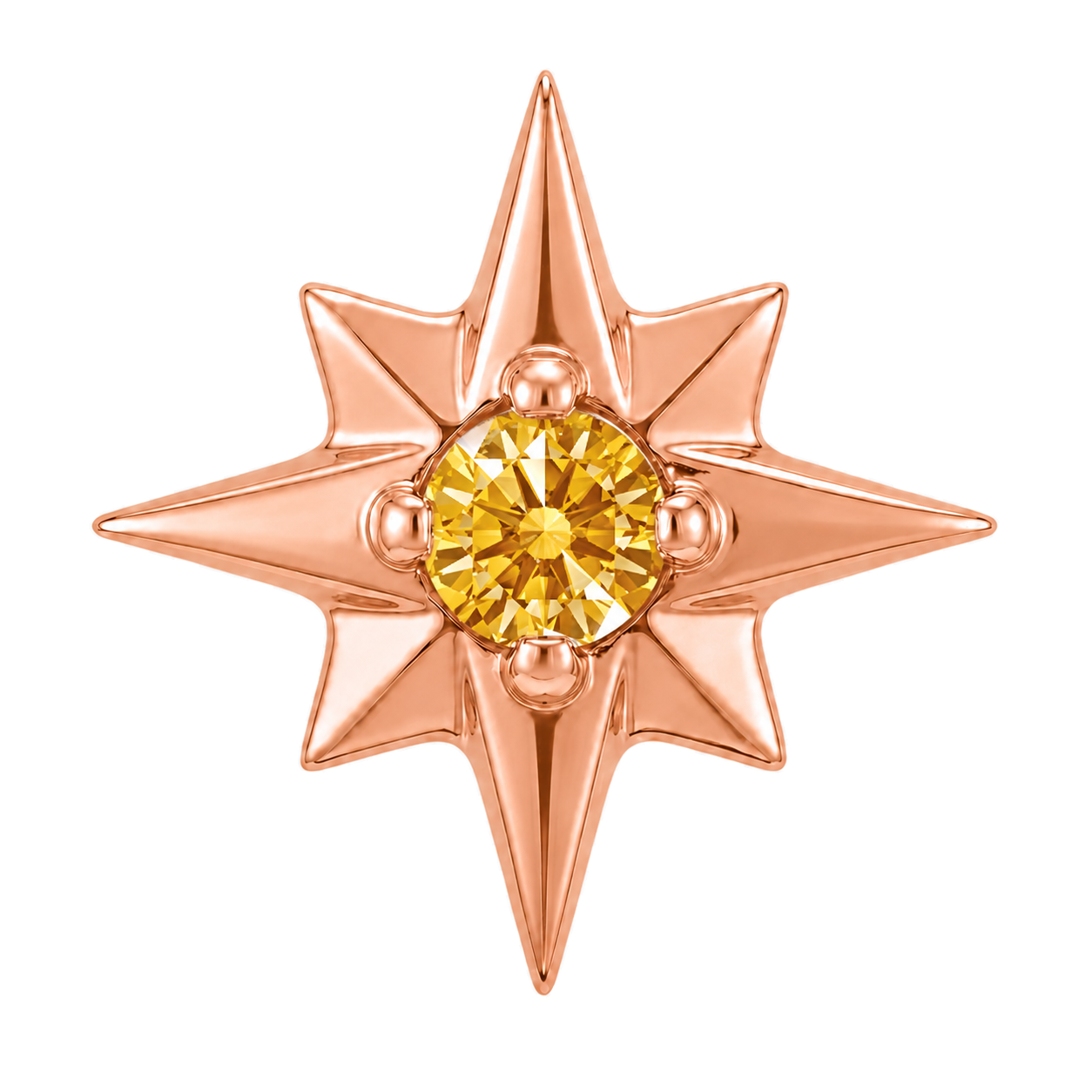 8 Point Burst - 14K Gold Stone Threadless/Threaded End