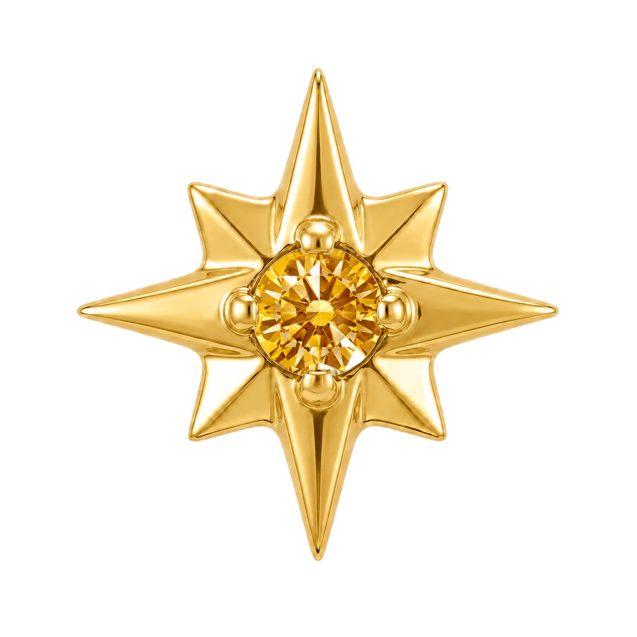 8 Point Burst - 14K Gold Stone Threadless/Threaded End