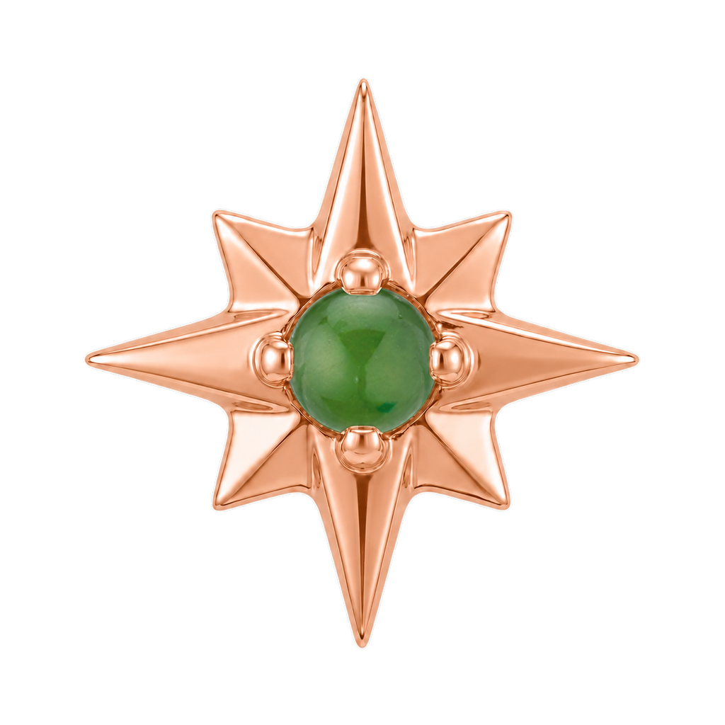 8 Point Burst - 14K Gold Stone Threadless/Threaded End