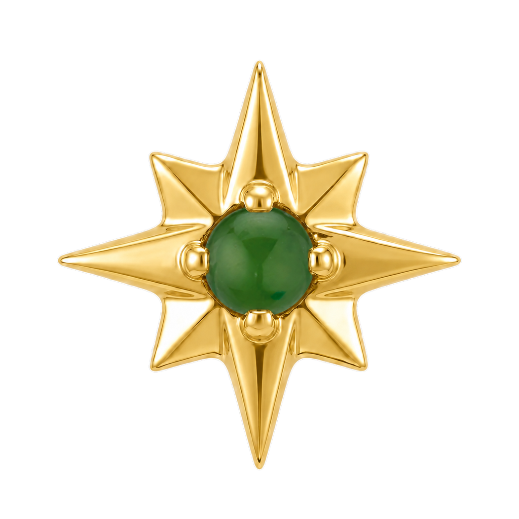 8 Point Burst - 14K Gold Stone Threadless/Threaded End