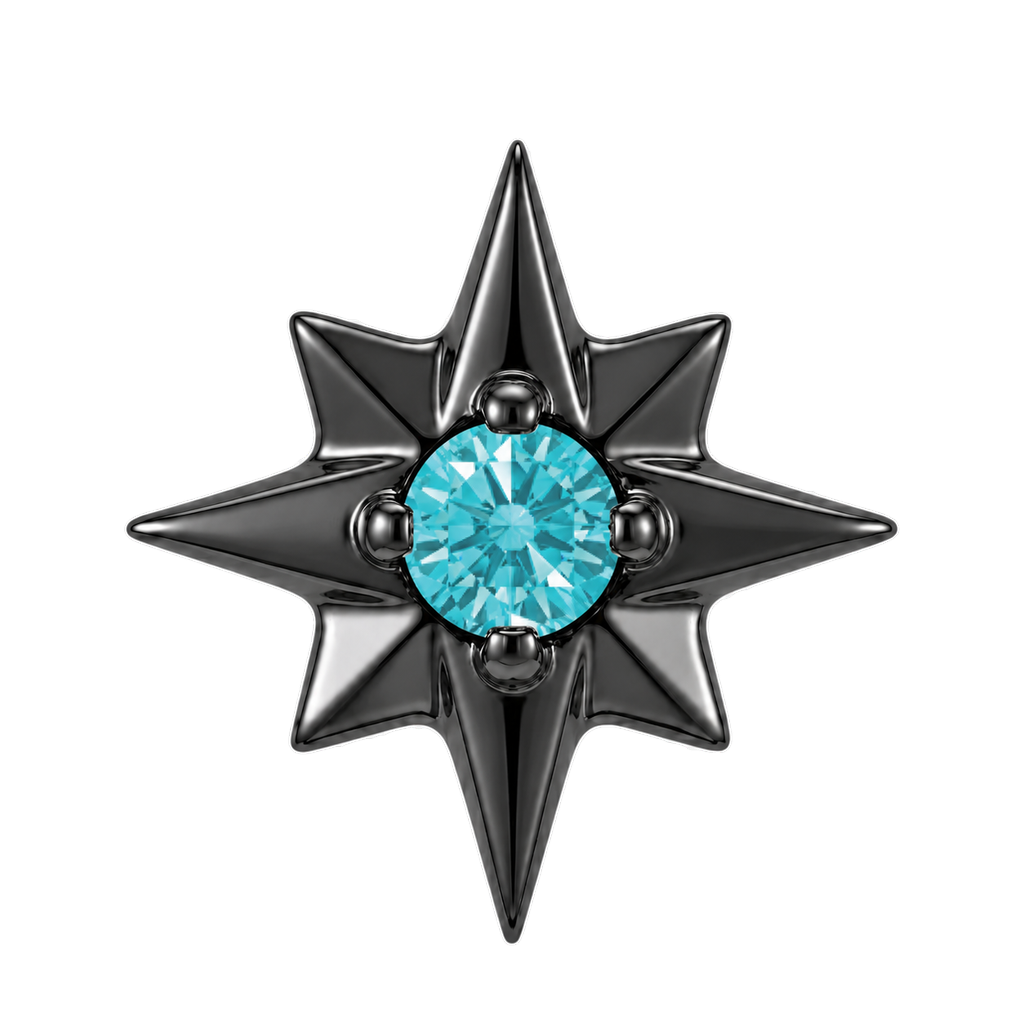 8 Point Burst - 14K Gold Stone Threadless/Threaded End