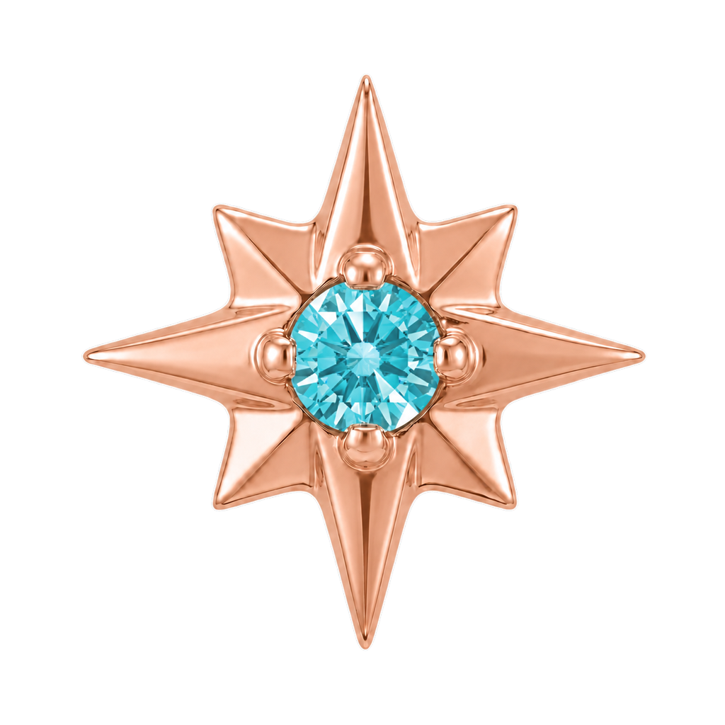 8 Point Burst - 14K Gold Stone Threadless/Threaded End