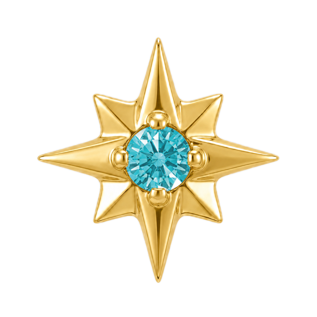 8 Point Burst - 14K Gold Stone Threadless/Threaded End