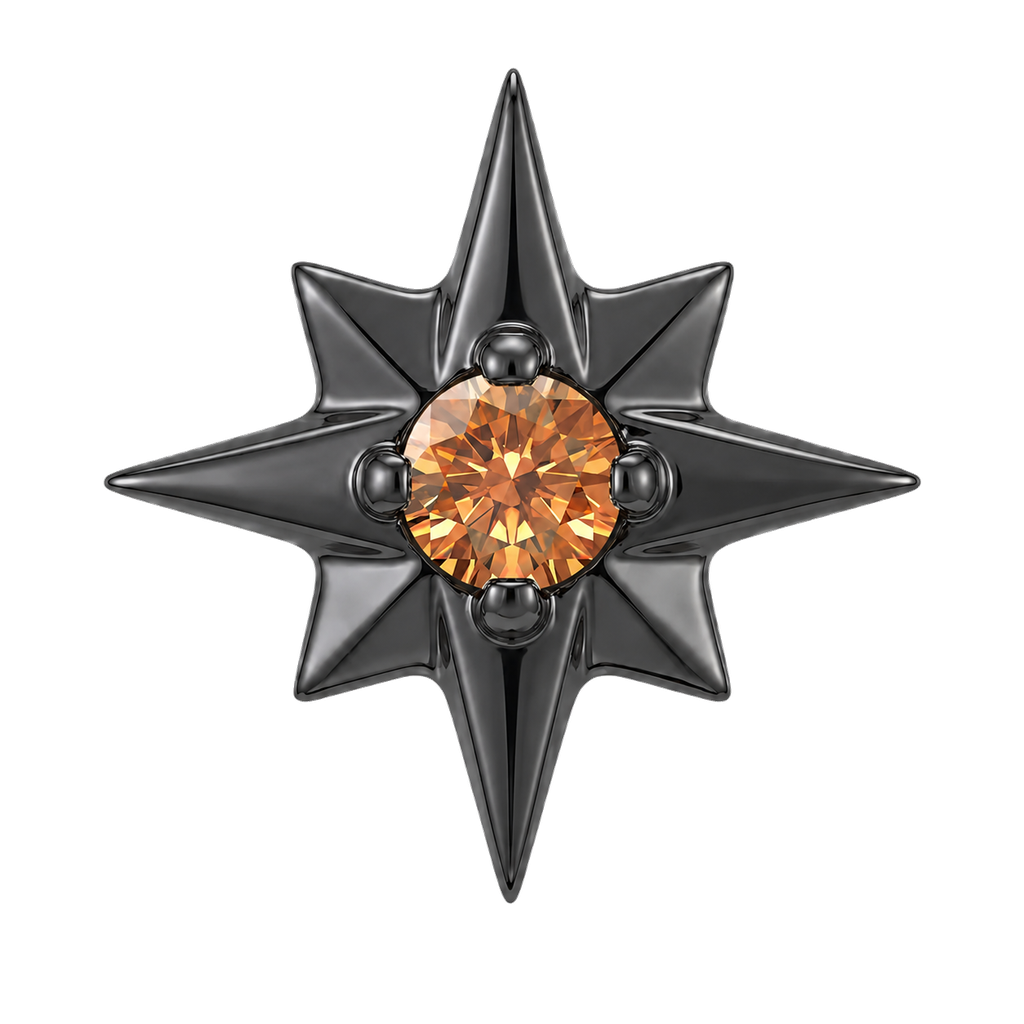 8 Point Burst - 14K Gold Stone Threadless/Threaded End