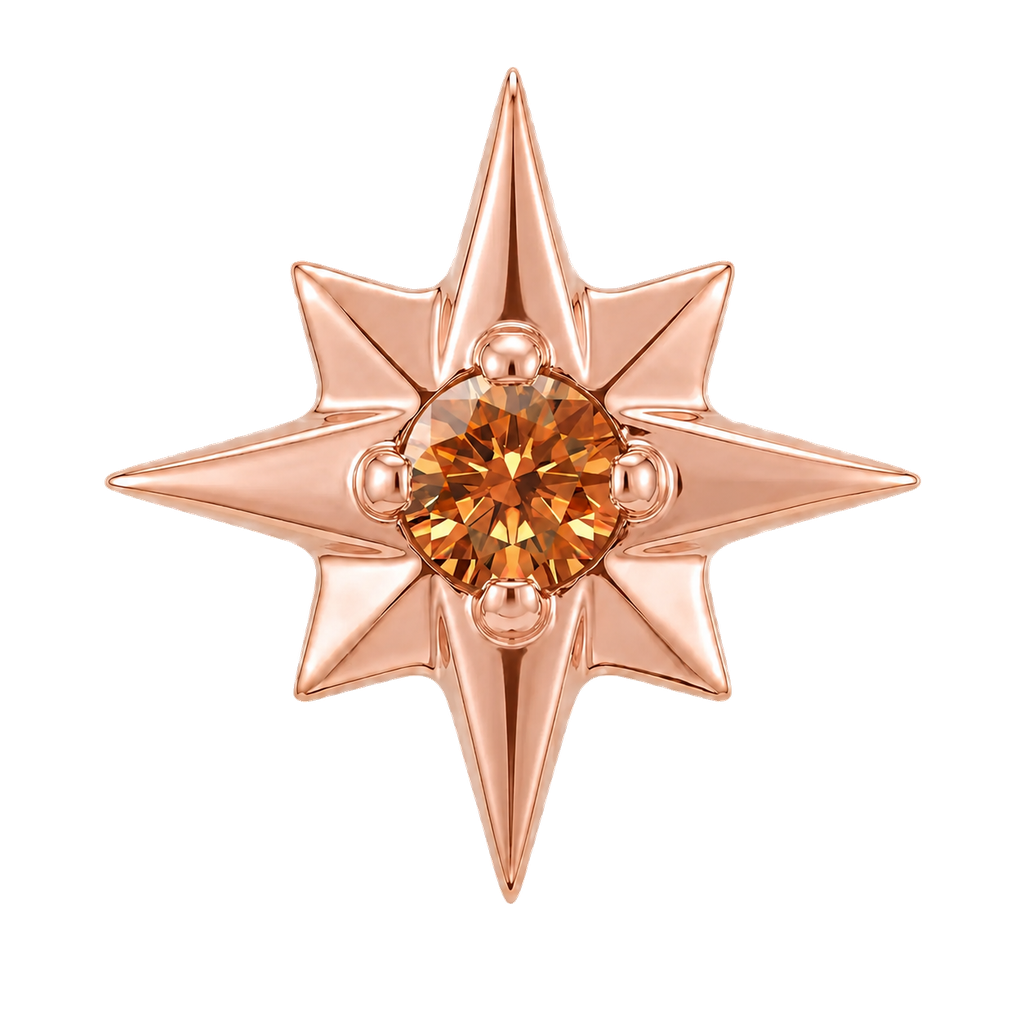 8 Point Burst - 14K Gold Stone Threadless/Threaded End