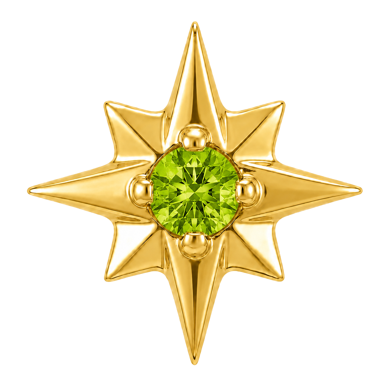 8 Point Burst - 14K Gold Stone Threadless/Threaded End