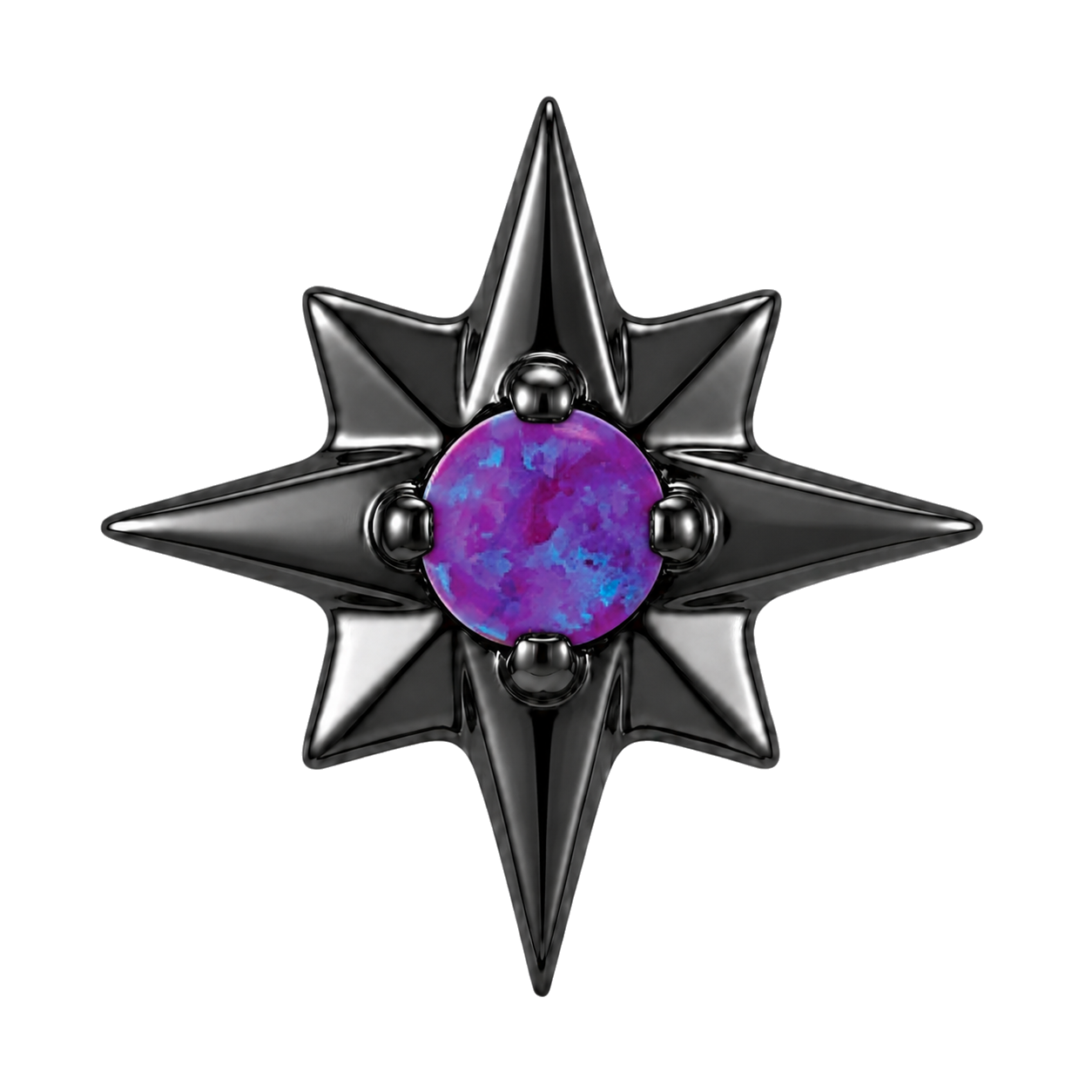 8 Point Burst - 14K Gold Stone Threadless/Threaded End