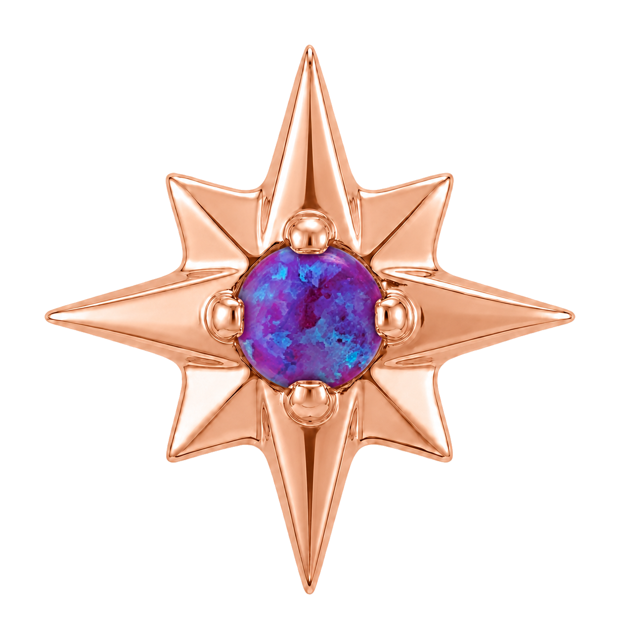 8 Point Burst - 14K Gold Stone Threadless/Threaded End