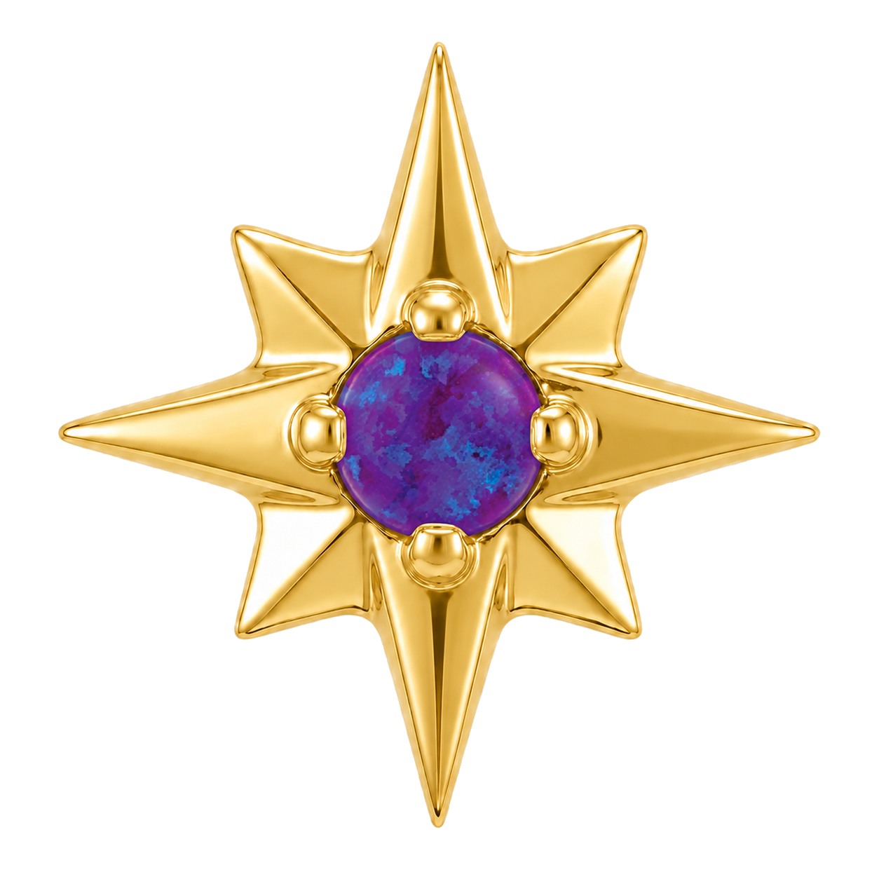 8 Point Burst - 14K Gold Stone Threadless/Threaded End