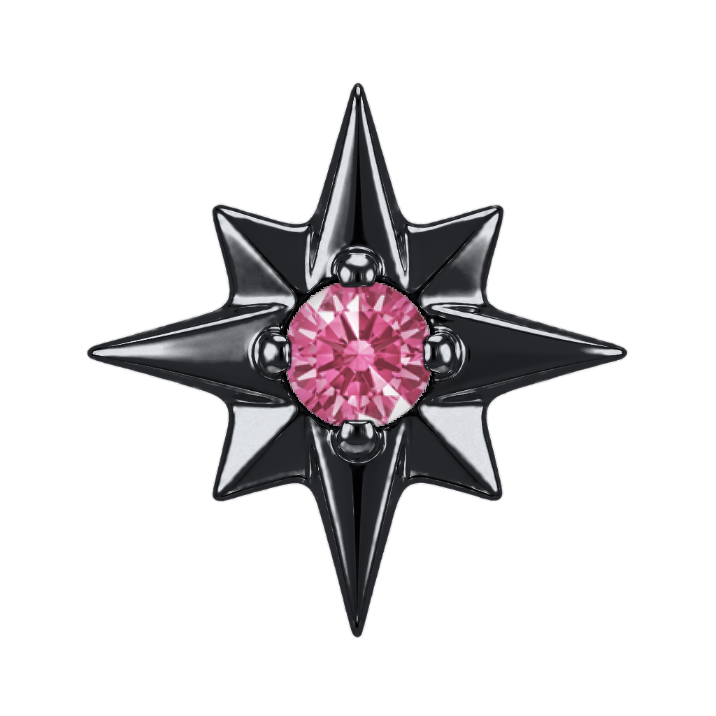 8 Point Burst - 14K Gold Stone Threadless/Threaded End