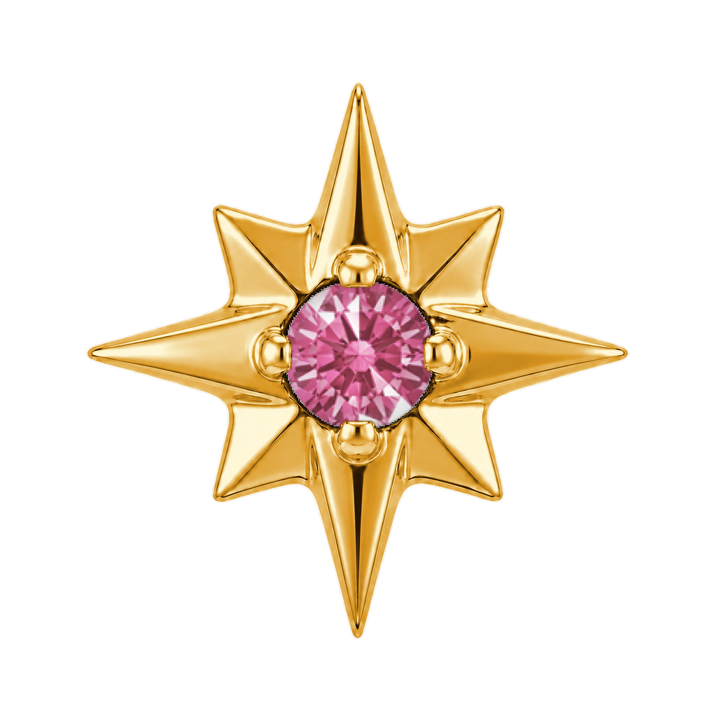 8 Point Burst - 14K Gold Stone Threadless/Threaded End