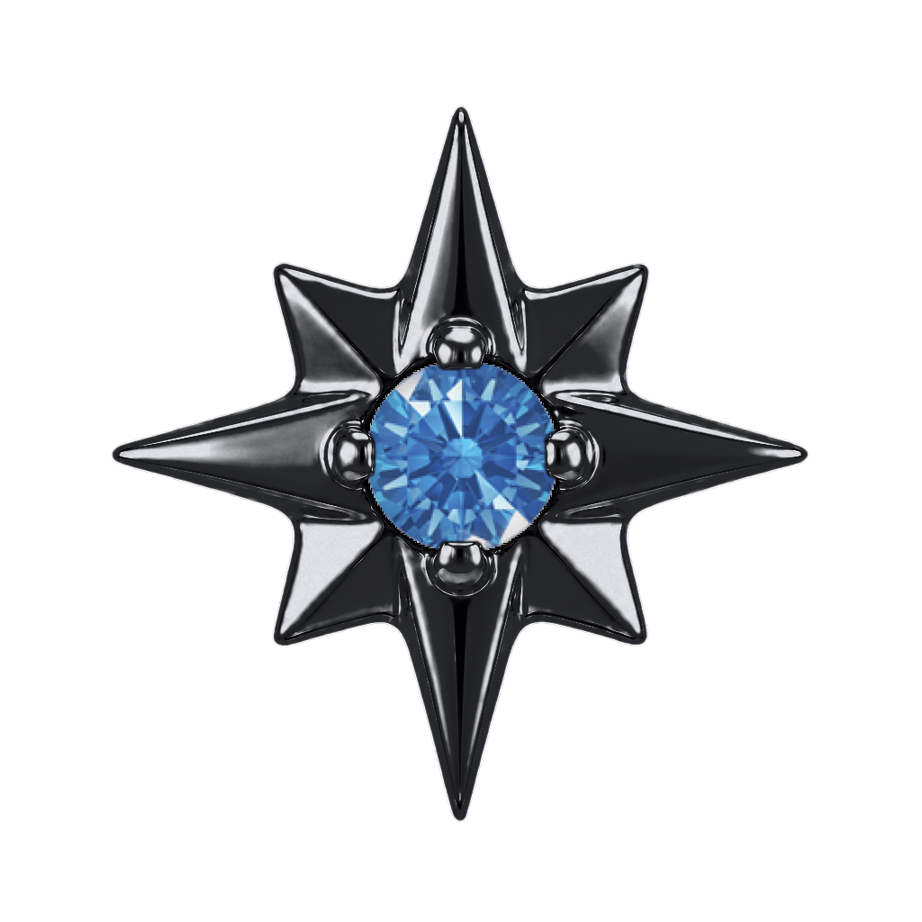 8 Point Burst - 14K Gold Stone Threadless/Threaded End