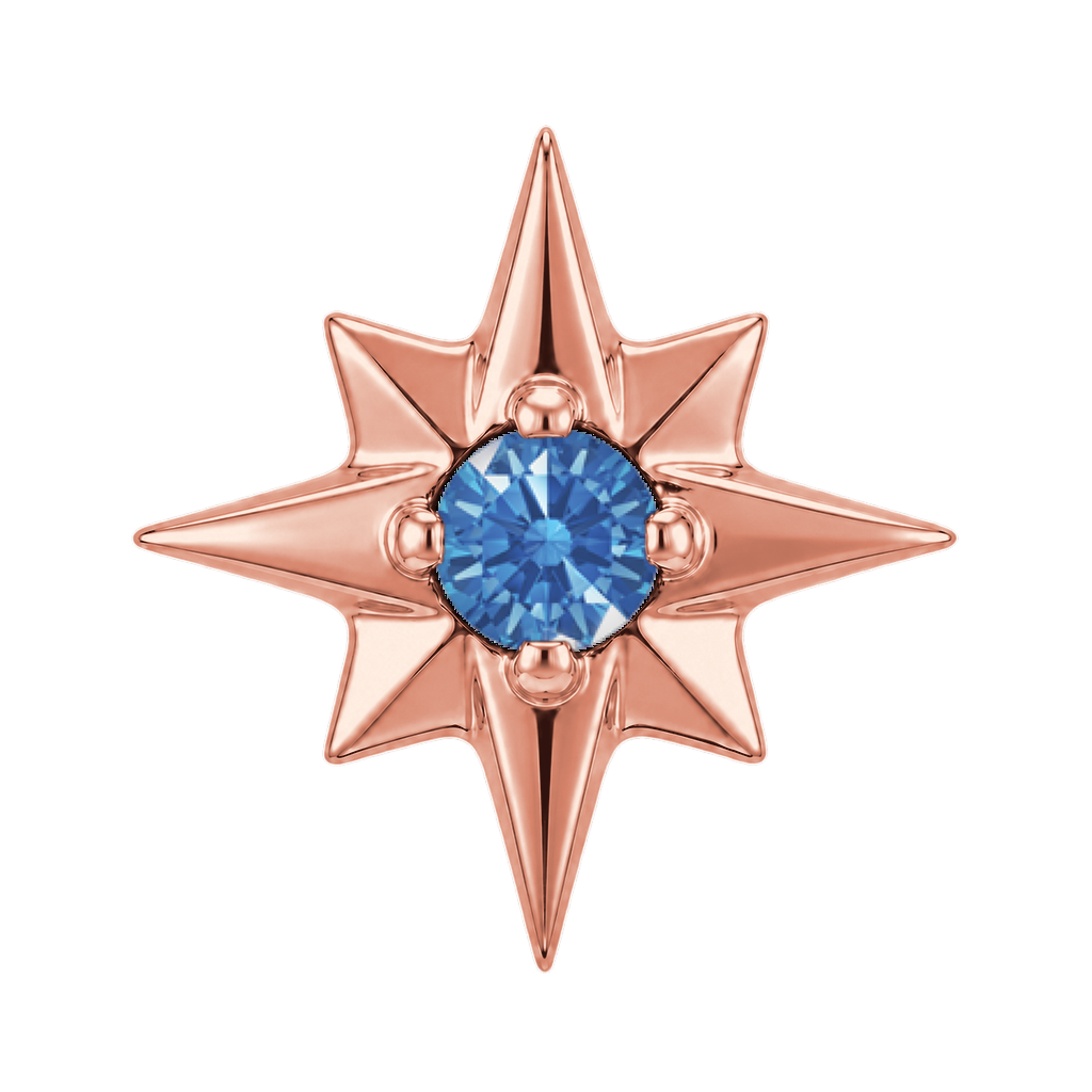 8 Point Burst - 14K Gold Stone Threadless/Threaded End