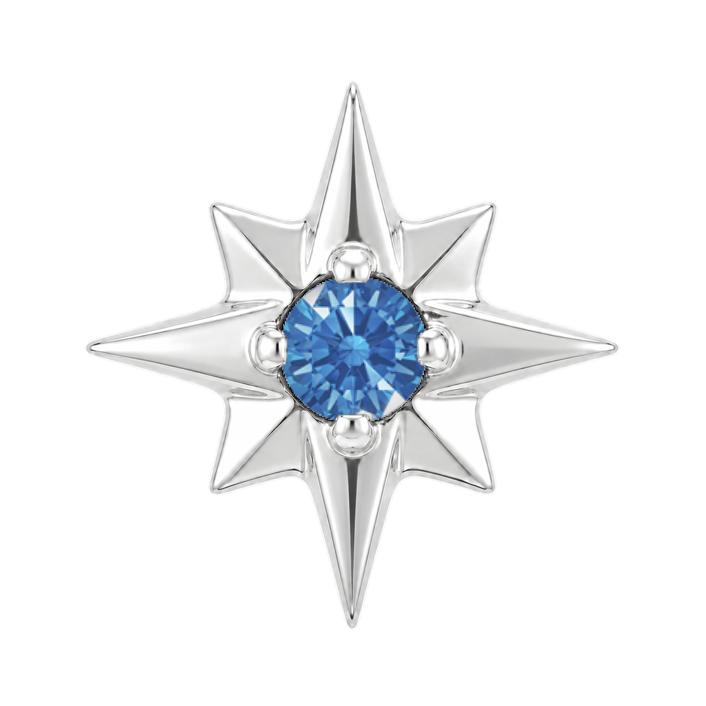 8 Point Burst - 14K Gold Stone Threadless/Threaded End