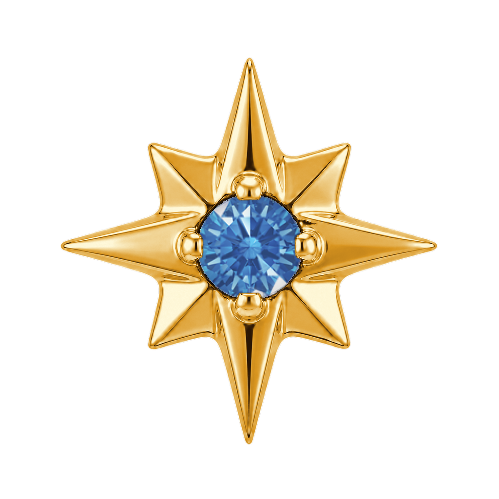 8 Point Burst - 14K Gold Stone Threadless/Threaded End