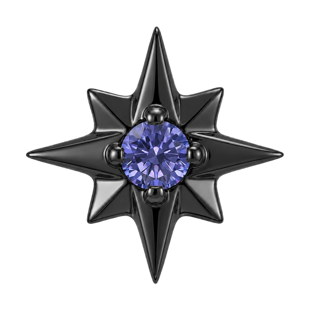 8 Point Burst - 14K Gold Stone Threadless/Threaded End