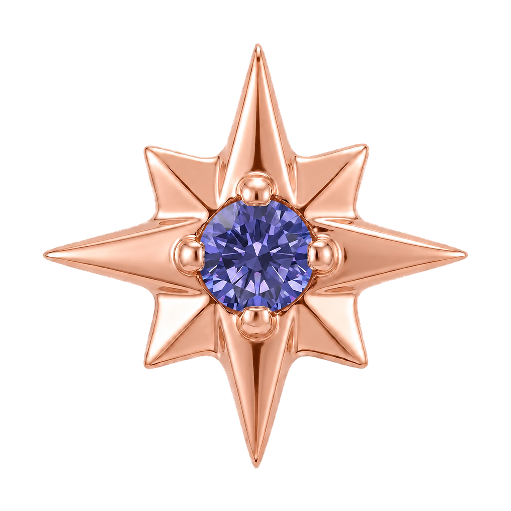 8 Point Burst - 14K Gold Stone Threadless/Threaded End