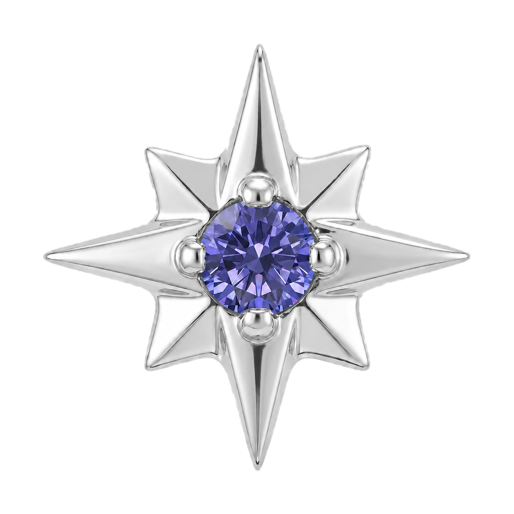 8 Point Burst - 14K Gold Stone Threadless/Threaded End