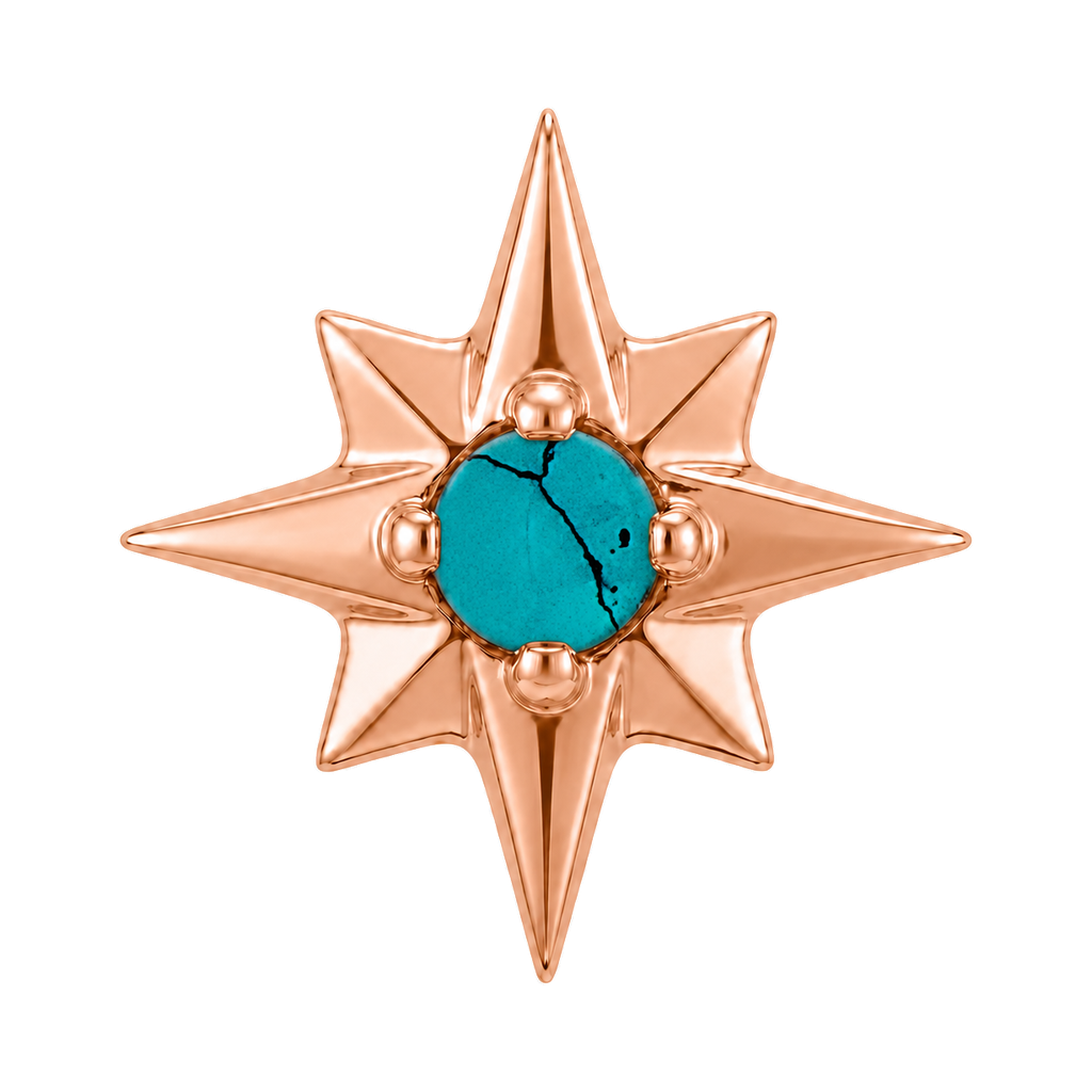 8 Point Burst - 14K Gold Stone Threadless/Threaded End