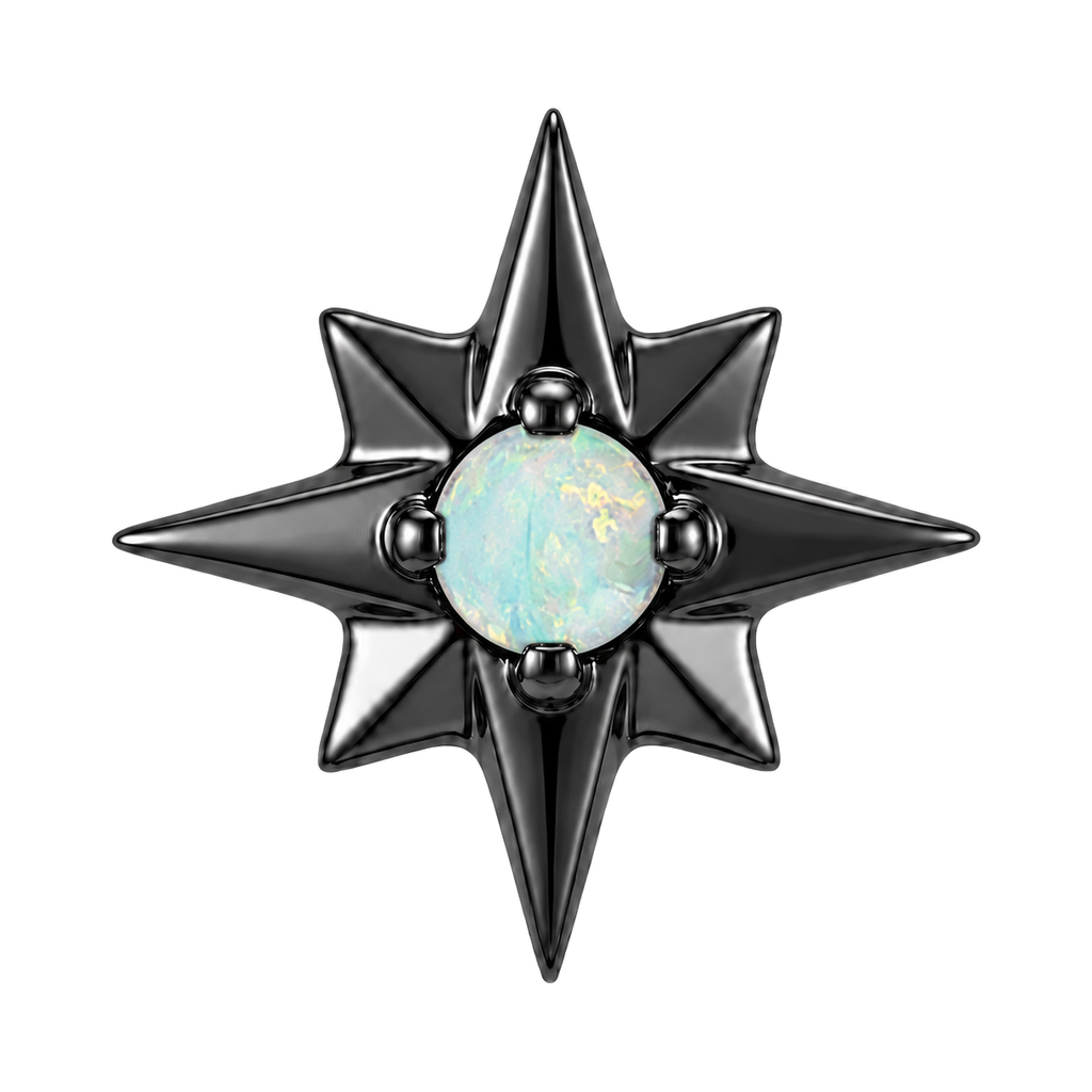 8 Point Burst - 14K Gold Stone Threadless/Threaded End